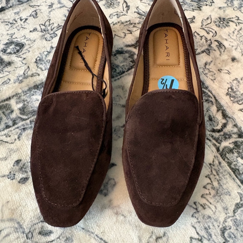 Tahari Women’s Dark Brown Suede Loafers